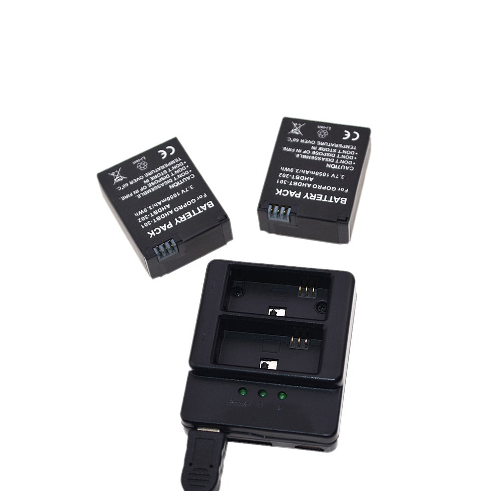 Suptig Battery (2 Pack) And Daul Charger For Gopro Hero3 Gopro Hero3+ And Gopro Ahdbt 301 Ahdbt 302