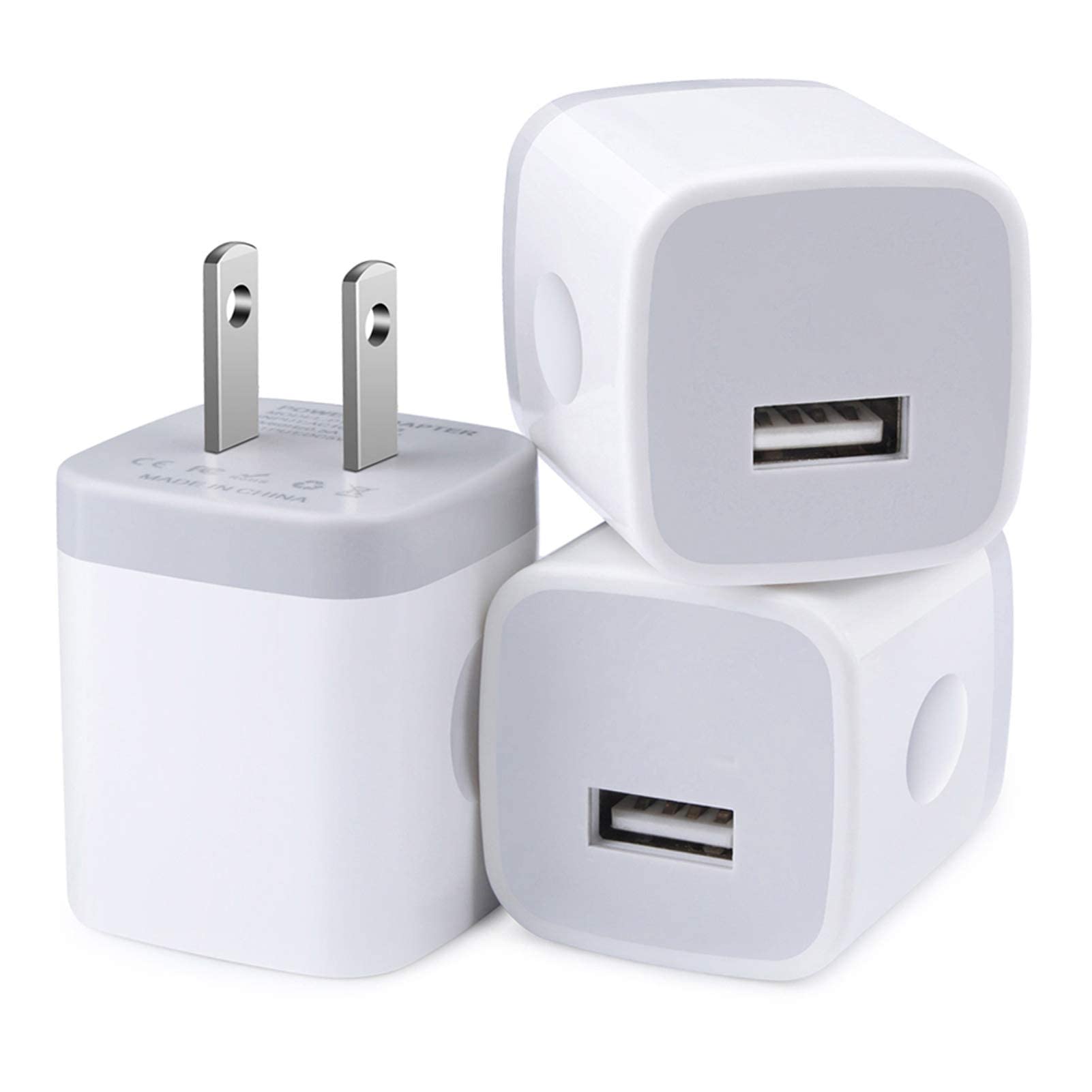 Usb Wall Charger, Charger Block, 3 Pack Charging Cube 1A/5V One Port Charging Block Charger Box For Iphone 14 13 12 11 Pro Max,