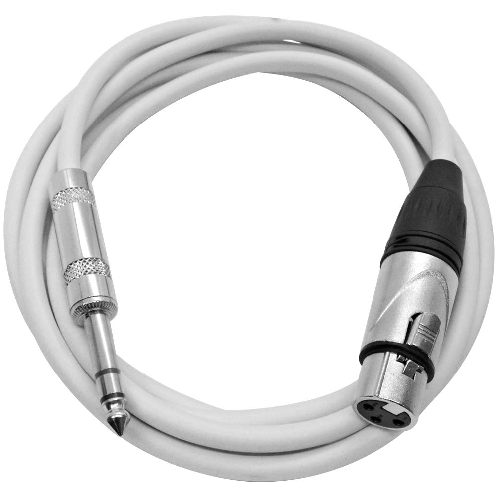 Seismic Audio  SATRXLF6White  6 Foot White XLR Female to 1/4 Inch TRS Patch Cables 6 Professional Audio Balanced XLRF to 1