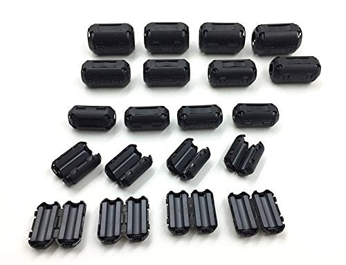 20 Pcs Snap On Ferrite Core Cord Ring Rfi Emi Noise Filter Suppressor Cable Clip For 3.5Mm/5Mm/7Mm/9Mm/13Mm Diameter Cable, Blac