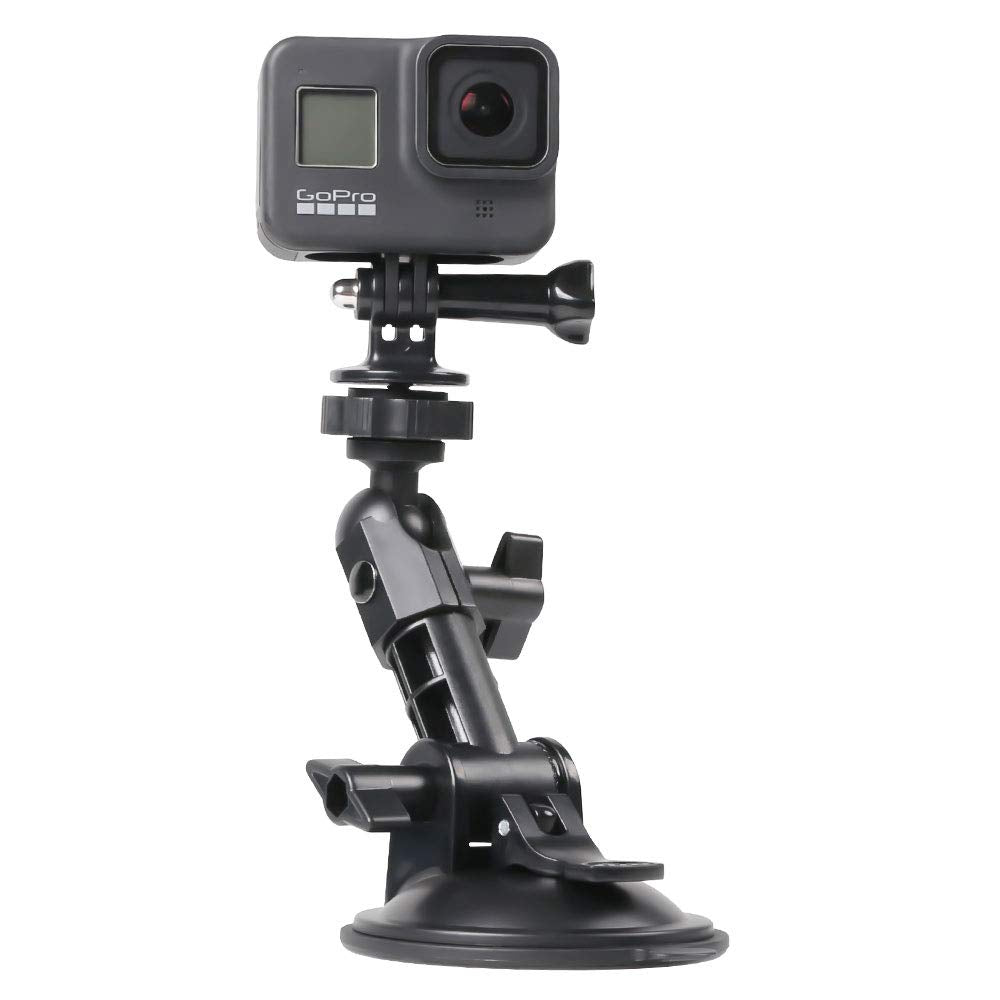 Surewo Suction Cup Camera Car Mount With Tripod Adaptor For Gopro Hero 12 11 10 9 8 7 6 5, Compatible With Smartphones