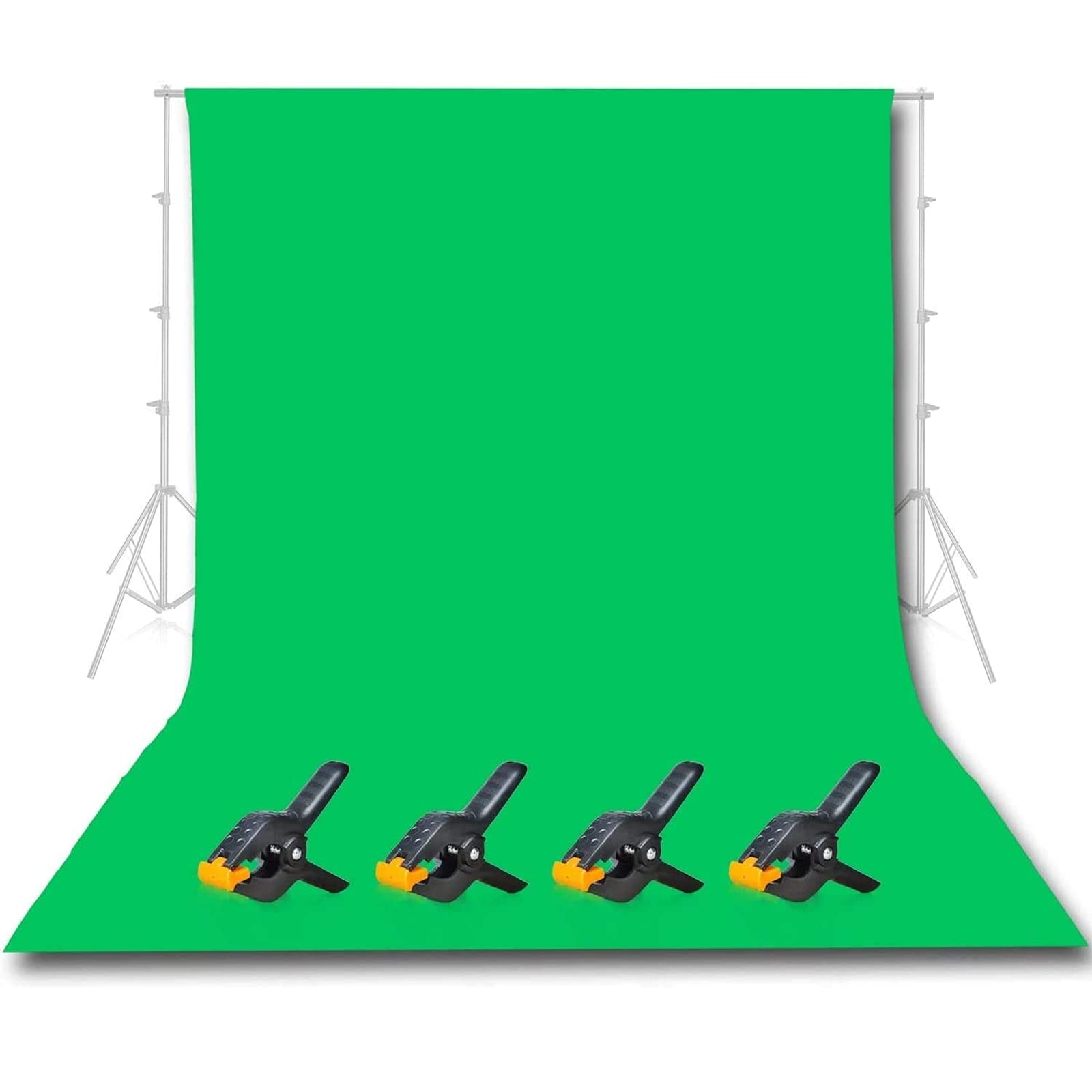 EMART Green Screen Backdrop, 10 x 12 FT Photography Green Background for Streaming Zoom, Small Photo Muslin Green Curtain with 4