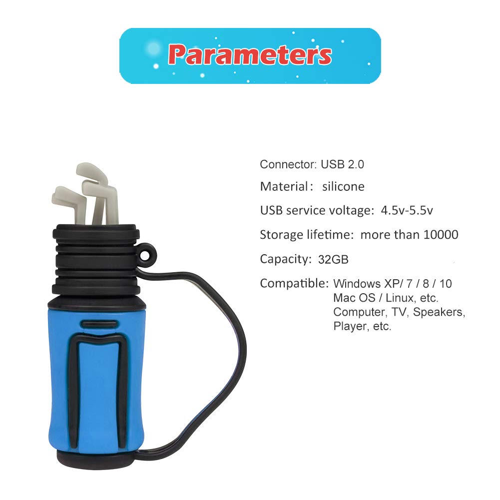 32Gb Usb Flash Drive 4 Pack Cute Golf Clubs Model Thumb Drives Usb Data Storage Memory Stick