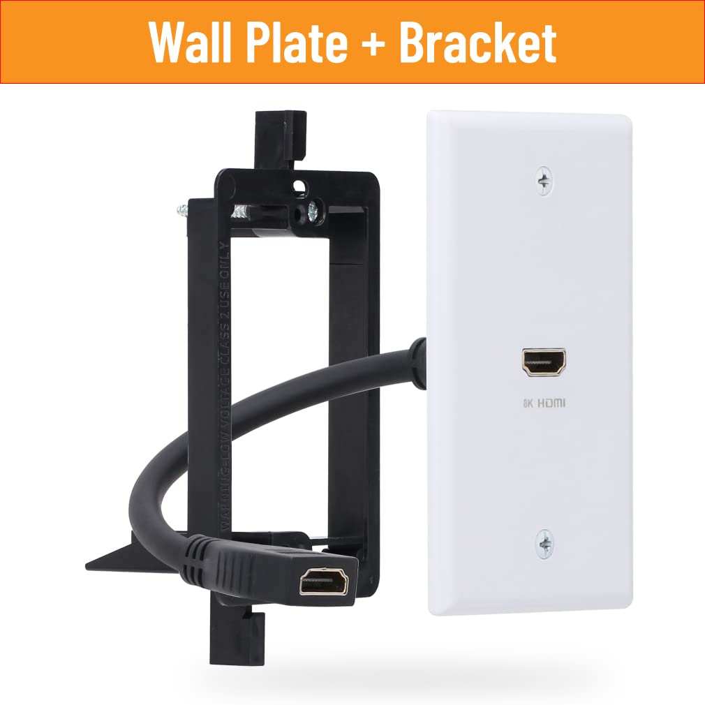 Yoemely 8K Hdmi Wall Plate 1 Port 2 Pack, White Hdmi Wall Plate With 8K Hdmi Pigtail Cable To Support 8K 60Hz And 4K 120Hz Solut