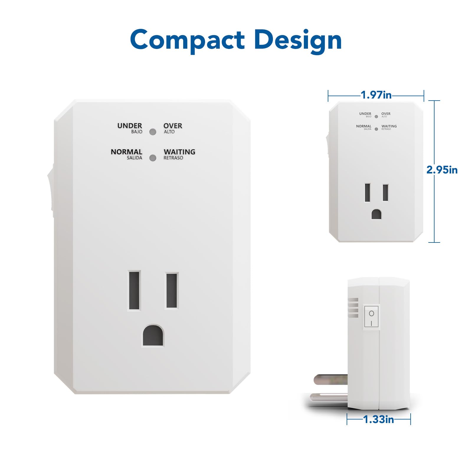 Bseed Single Outlet Surge Protector, Small Surge Protector Wall Tap With Ground Protected Light Indicators For Refrigerators, Pc