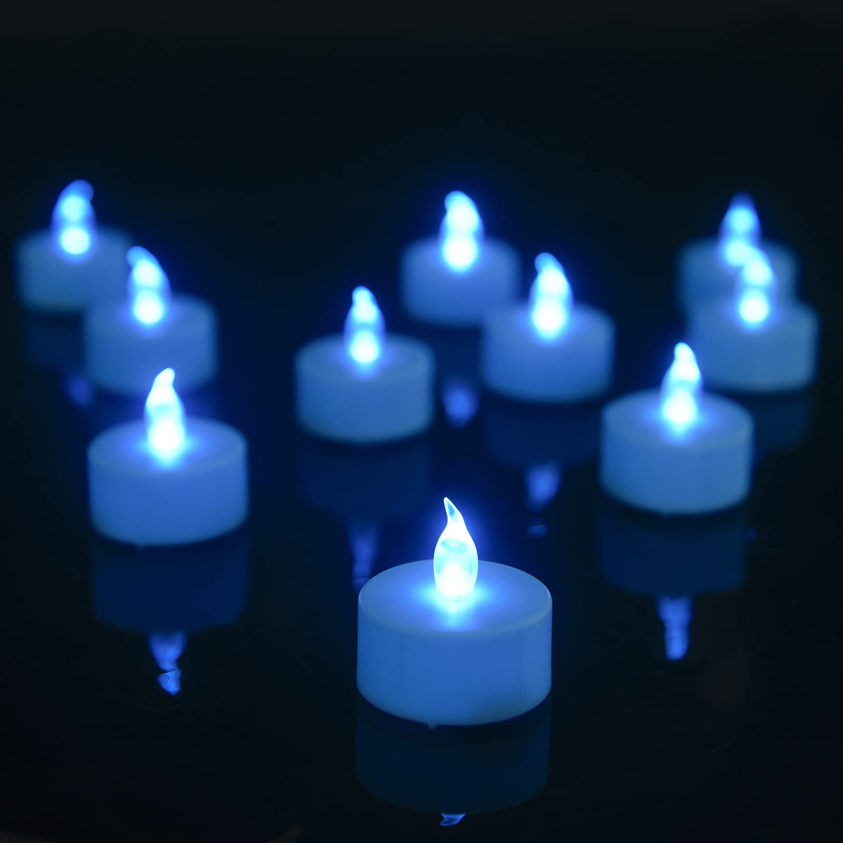 Led Tea Lights Candles- 100Pack Blue Flameless Candles Realistic And Bright Flickering Long Lasting 200Hours For Holiday Celebra