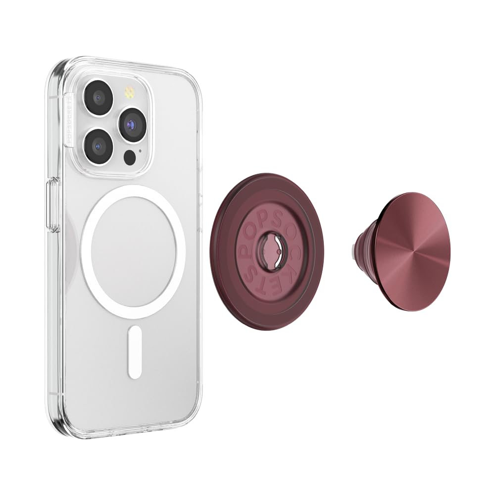 Popsockets Phone Grip Compatible With Magsafe, Phone Holder, Wireless Charging Compatible   Alum Radial Oxblood