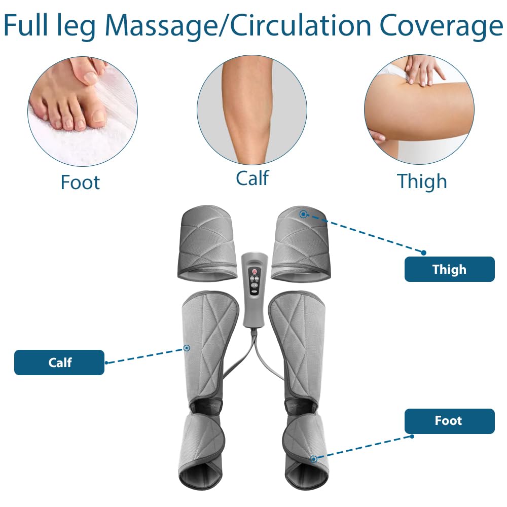 Leg Massager For Circulation   Foot And Calf Massager, Air Compression Leg Wraps Massage Boots Machine For Home Use Leg Massage