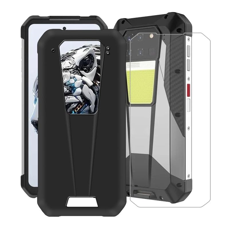 Hgjtfany For Unihertz 8849 Tank 3 Pro Case, With [1 X Tempered Glass Screen Protector], Black Soft Silicone Shell, Shockproof Bu