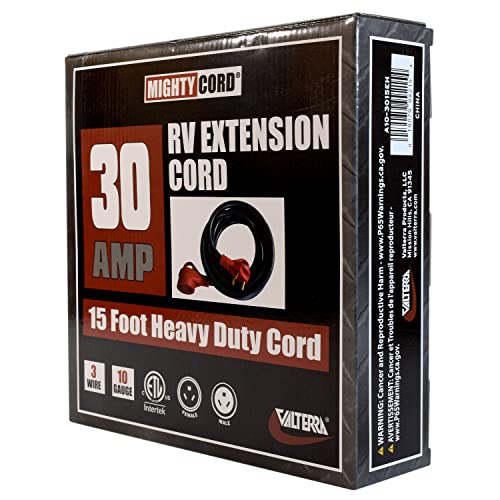 Valterra Mighty Cord Rv 30 Amp Extension Cord, 15 Foot Power Extension Cord, Red