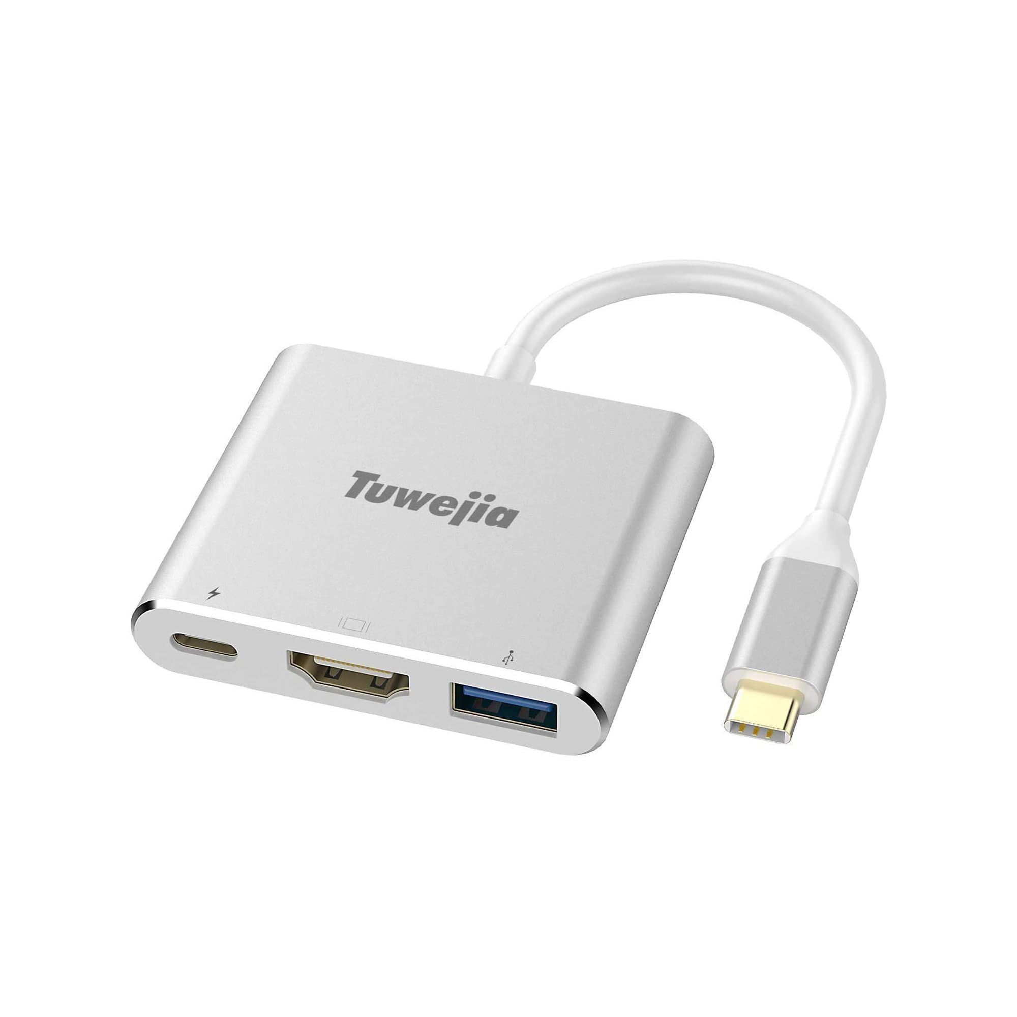Tuwejia Usb C To Hdmi Multiport Adapter Usb 3.1 Gen 1 Thumderbolt 3 To Hdmi 4K Video Converter /Usb 3.0 Hub Port Pd Quick Chargi