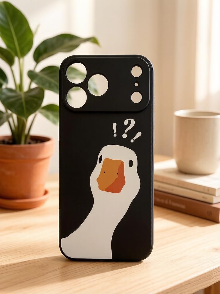 Wihytec Funny Goose Phone Case for iPhone 17 PRO MAX Silly Duck Case Cover Liquid Silicone Soft Gel Rubber Anti-Scratch Girly Wo