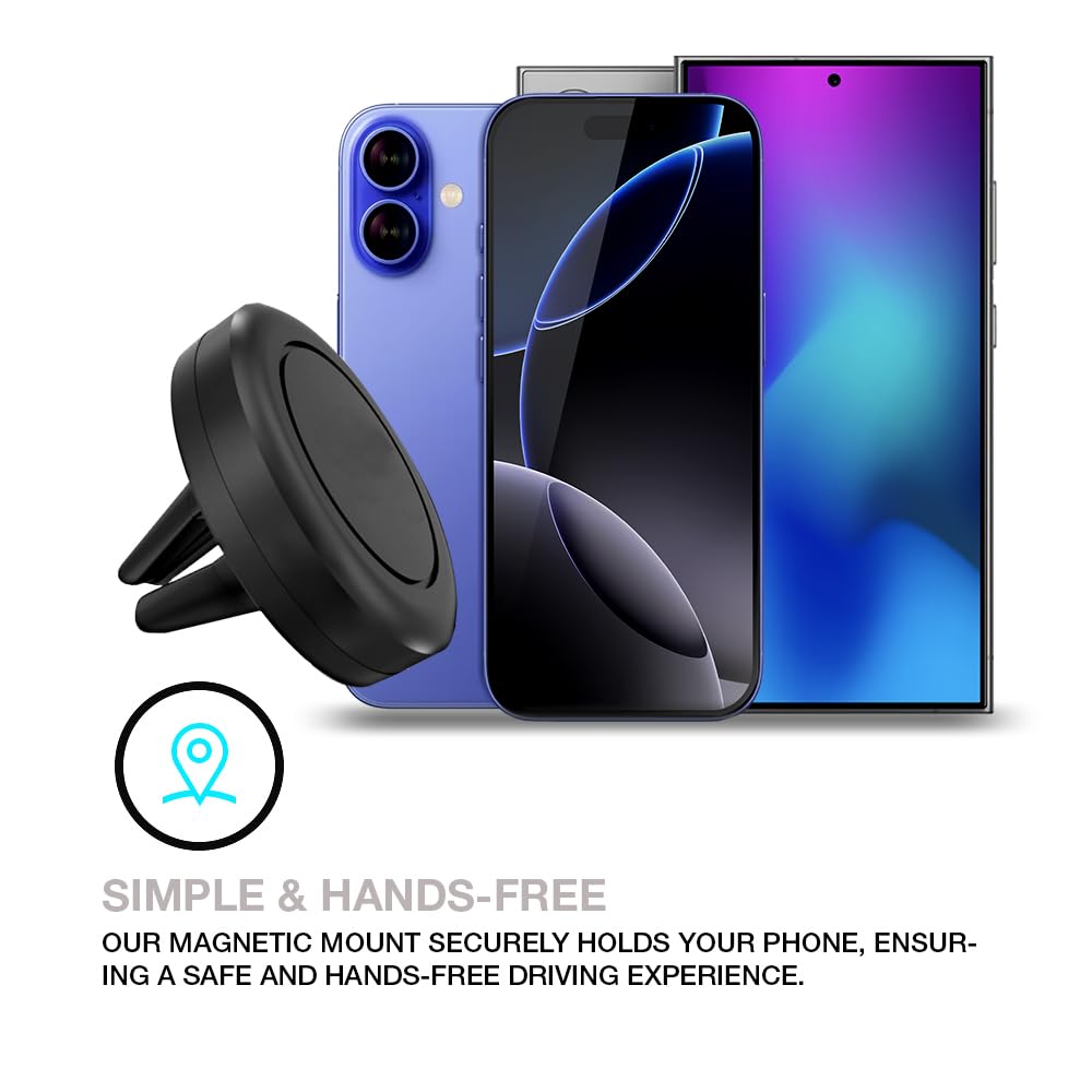 Maxboostpower Universal Smartphone Holder - Air Vent Magnetic Car Mount (4 Pack Black) Compatible With Iphone 12/13/14/15/16 & G
