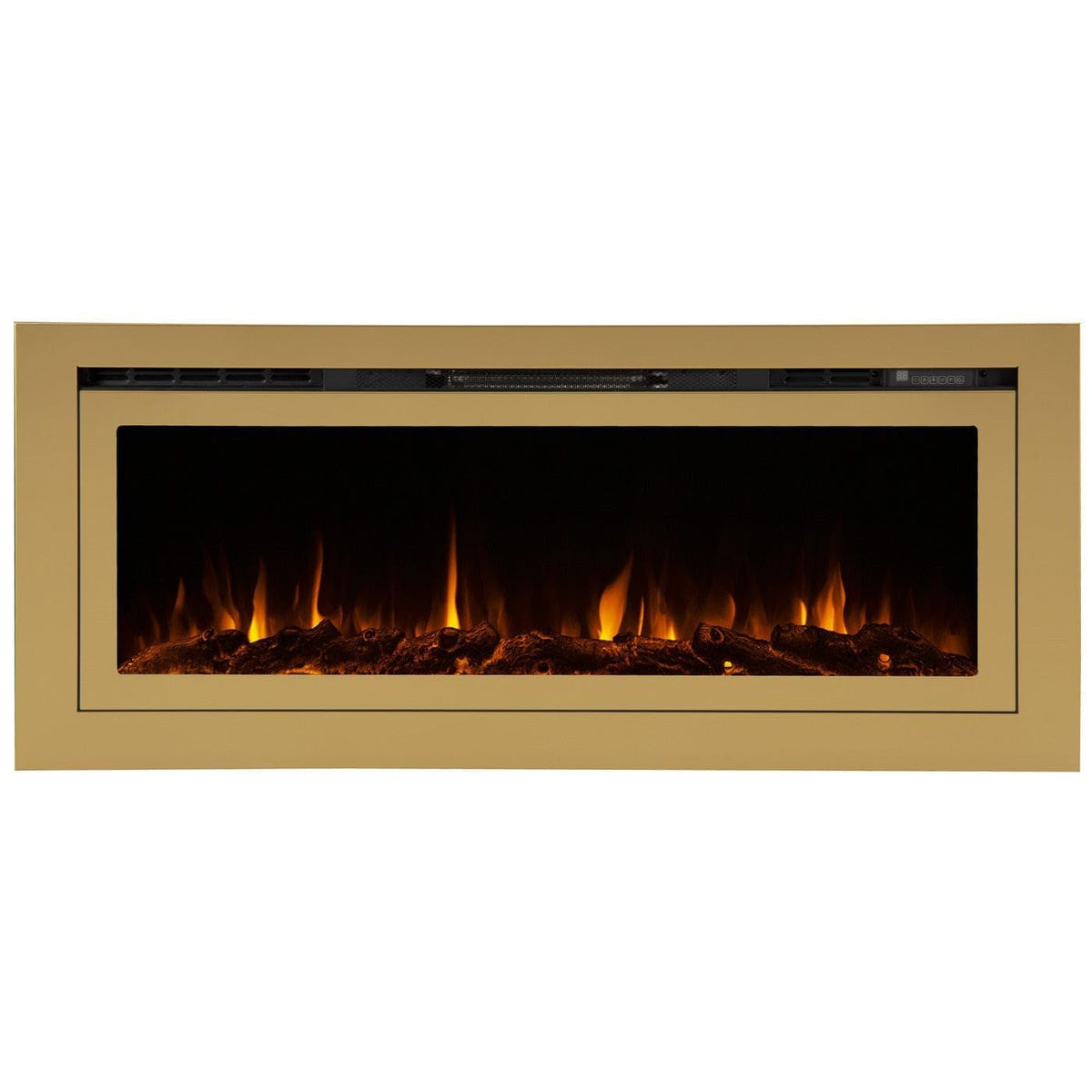 Touchstone Sideline Deluxe  Gold Smart Electric Fireplace  60 Inch Wide  Alexa/Wifi Enabled  In Wall Recessed  5 Flame Settings 