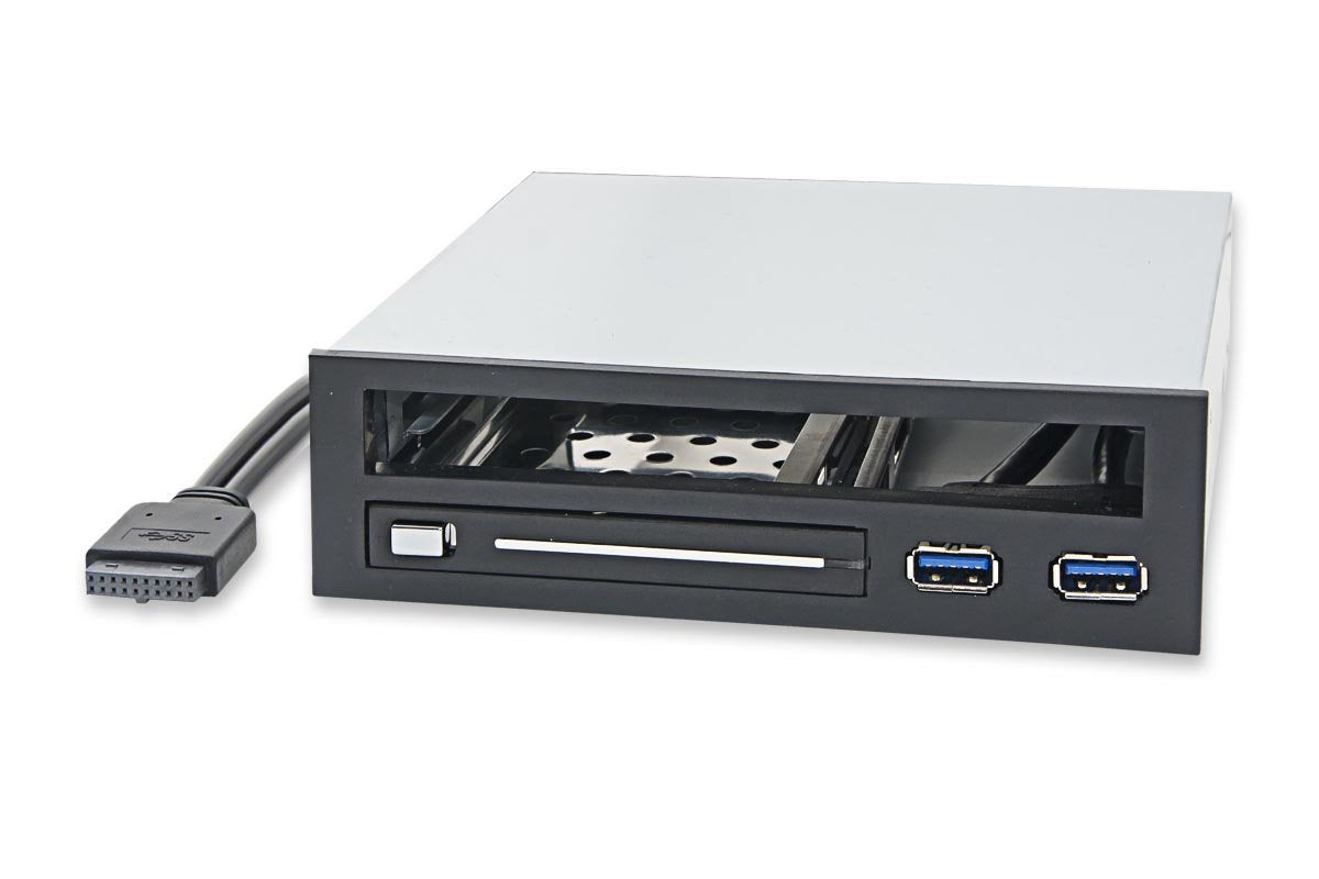 5.25'' Drive Bay For Slim Optical Drive (Sata/Pata) And 2.5'' Sata Hdd/Ssd Mobile Rack, With Dual Usb3.0 Ports,