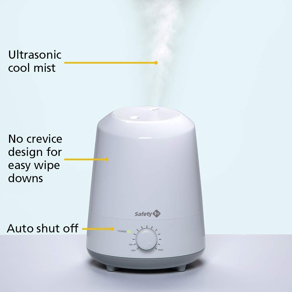 Safety 1St Stay Clean Humidifier, Ultrasonic Mist, One Gallon Easy To Fill Tank, Led Light, And Filter Free