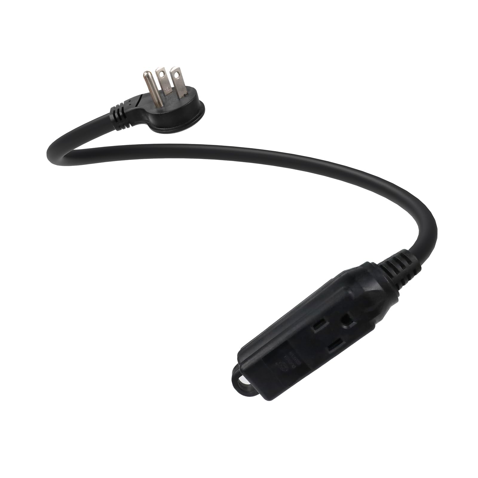 Ep Low Profile 1 Ft Flat Plug Extension Cord   16 Awg 3 Prong Grounded Cable With 3 Outlets, Perfect For Indoor Use, Black