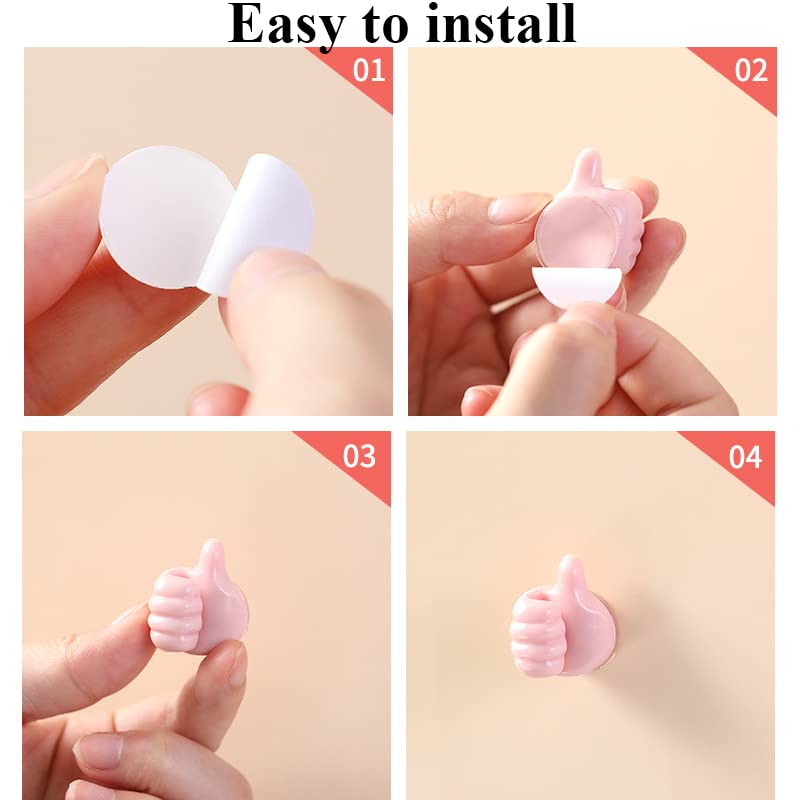 32 Pcs Self Adhesive Thumb Hooks, Waterproof Cable Holder Wire Cord Clip Management, Cute Thumb Cord Holder For Desk, Wall, Key