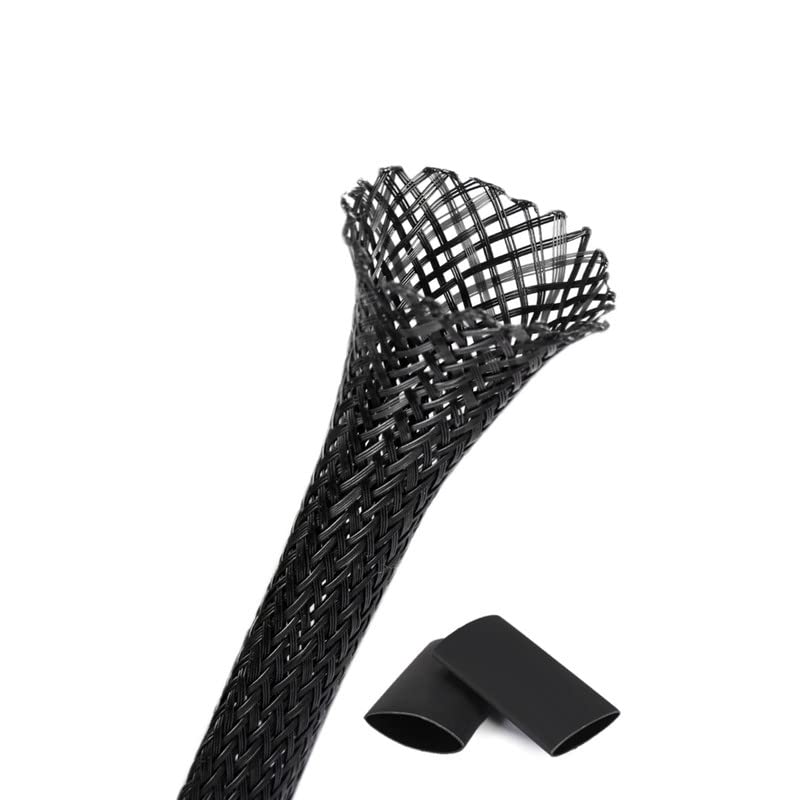 Braided Pet Expandable Wire Loom 25Ft   1/8 Inch, Braided Wire Sleeving Mesh Cable Management With 2 Heat Shrinkable Tubes, Brai