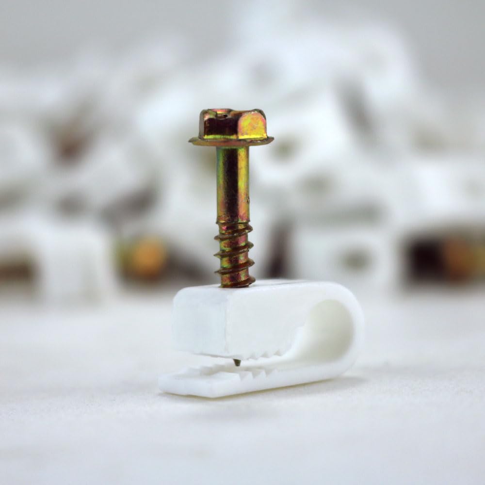 Skywalker Flexible Single Cable Screw Clips (Pack Of 100 / White)