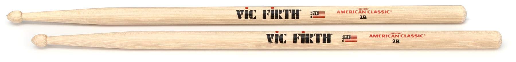 Vic Firth Classic 2B American Hickory Wood Tip Drumstick (Vf 2B)