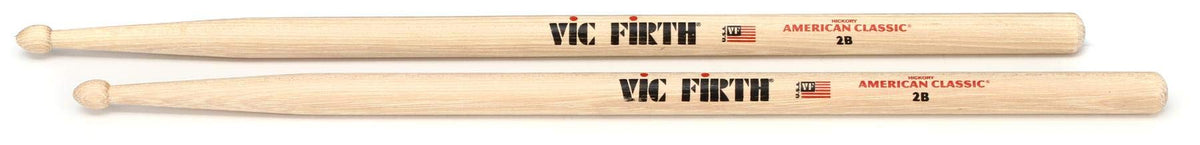 Vic Firth Classic 2B American Hickory Wood Tip Drumstick (Vf 2B)