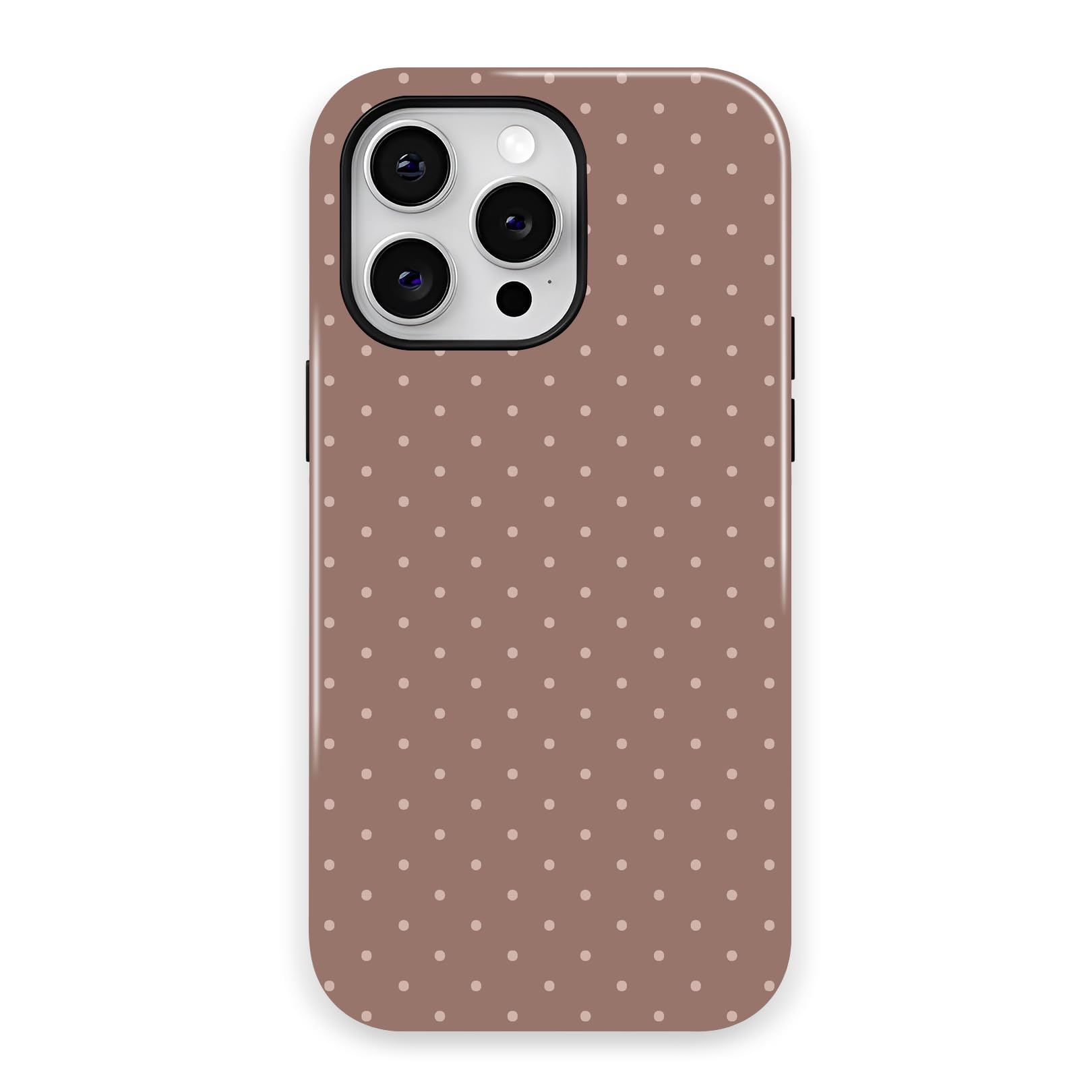 Zilkaifly Trendy Cute Hybrid 2 Layer Brown Polka Dot Phone Case for iPhone 12 Pro Max,Brown