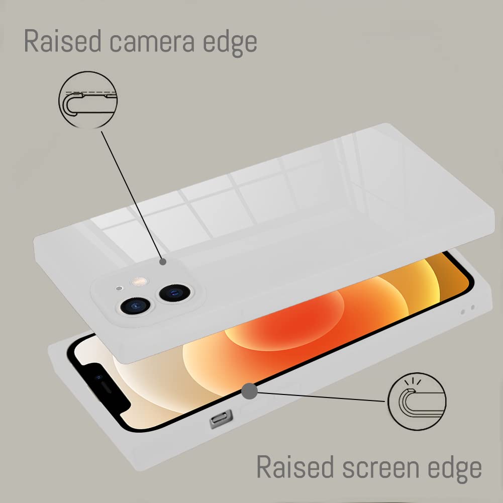 Lsl Compatible Iphone 12 Case Square White Soft Tpu Bumper Anti Drop Anti Scratch Shock Absorption Protective Wireless Slim Cove