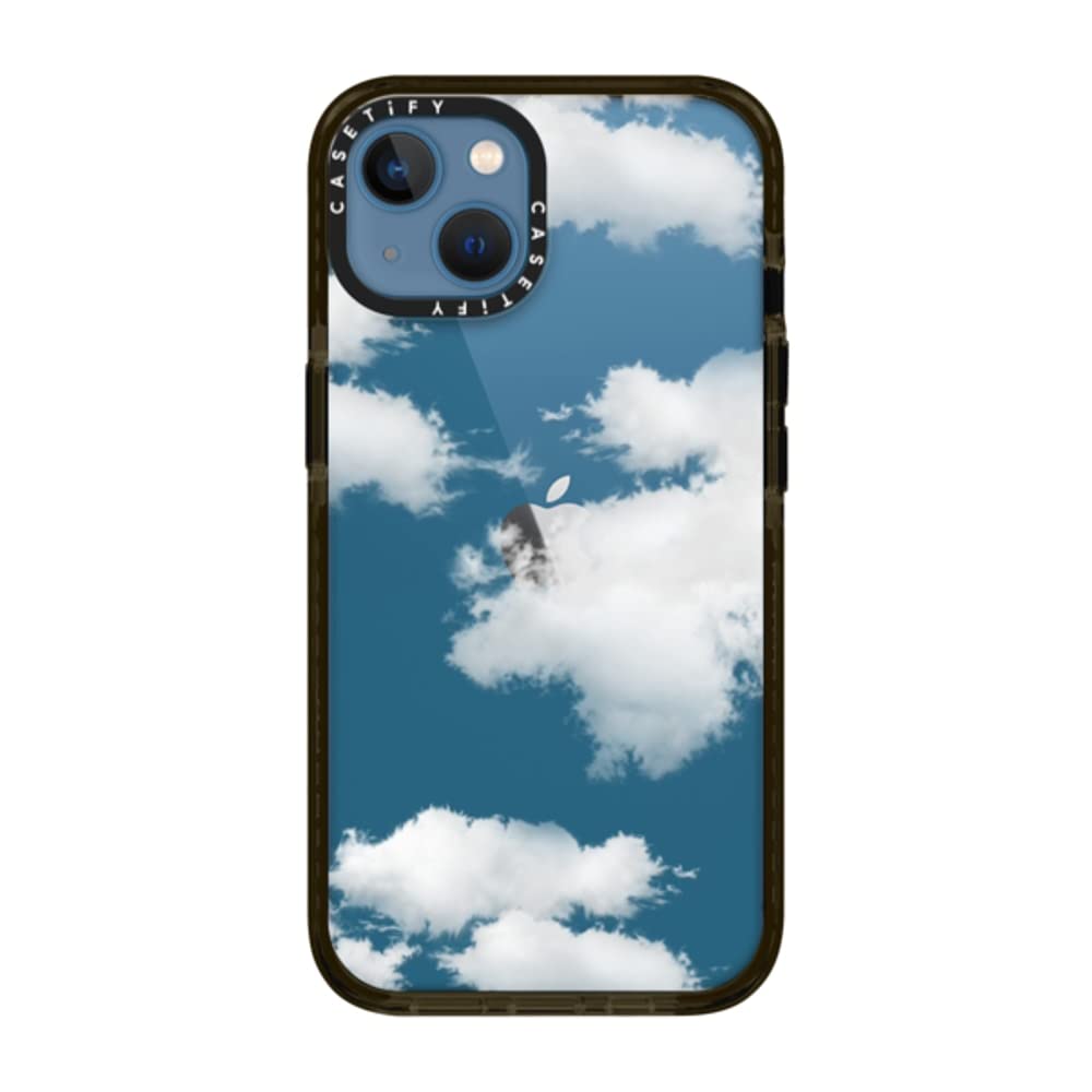 Casetify Impact Case For Iphone 13   Clouds White   Clear Black