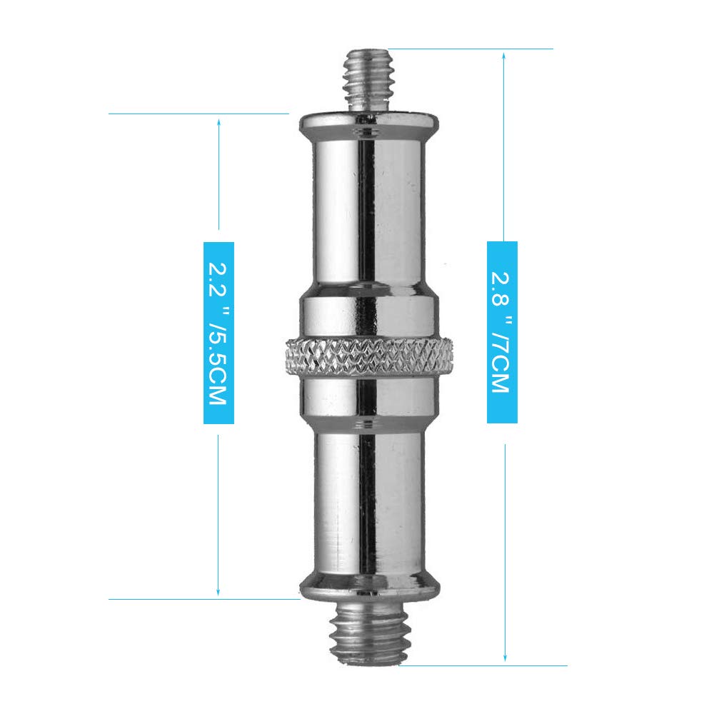 2 Pieces Standard 1/4 To 3/8 Inch Metal Male Convertor Threaded Screw Adapter Spigot Stud For Studio Light Stand, Hotshoe/Coldsh