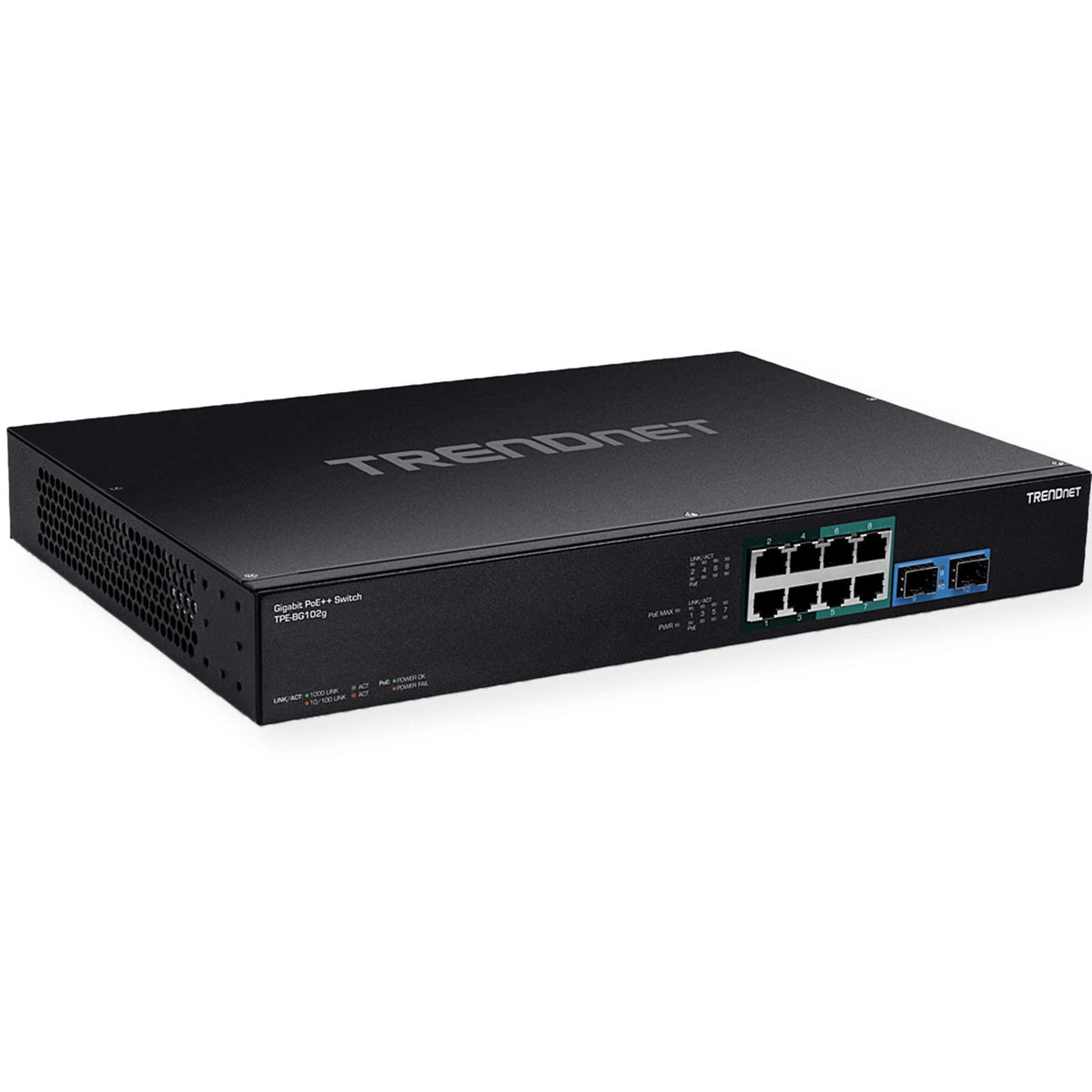 Trendnet Tpe Bg102G, 10 Port Gigabit 240W Poe++ Switch With 4 X 95W Poe++ Ports, 4 X 30W Poe+ Ports, 2 Gigabit Sfp Slots, 240W P