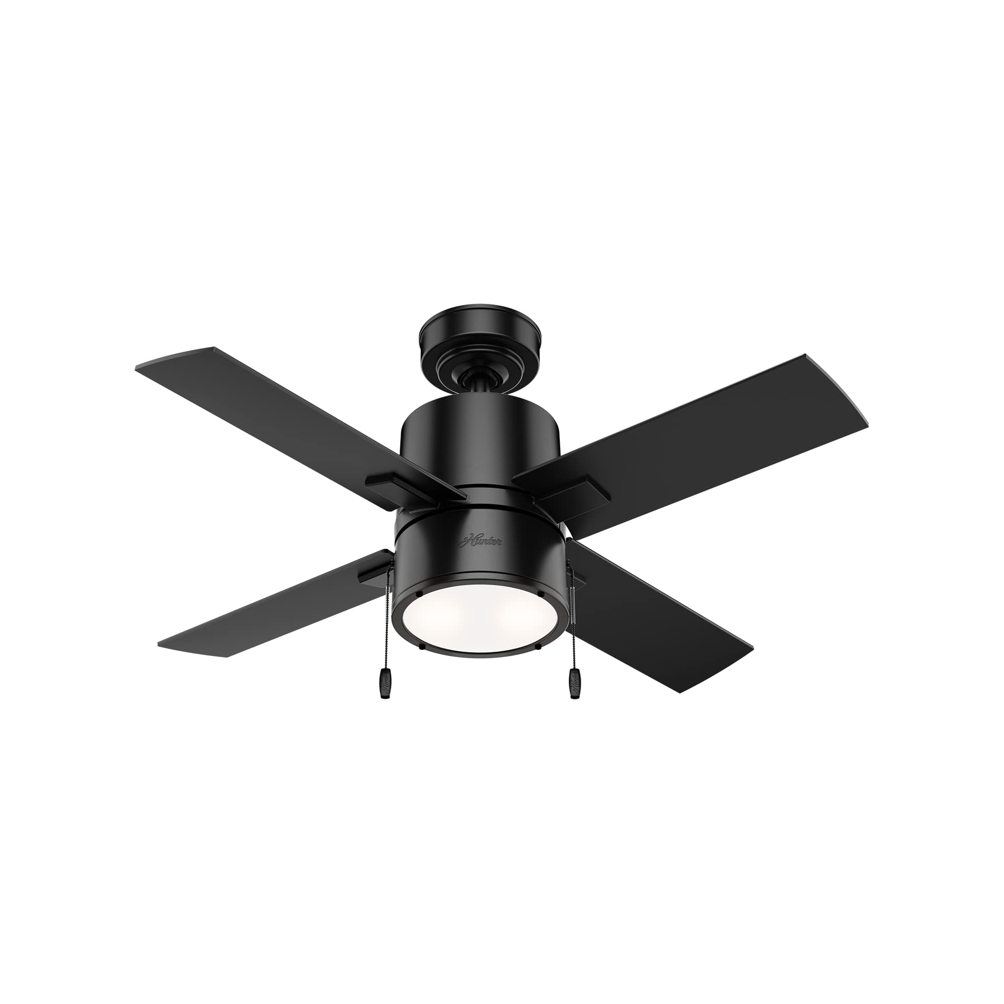 Hunter 42 inch Indoor Ceiling Fan with LED Light - Black Ceiling Fan with Pull Chain, For Bedroom, Living Room, or Kitchen, Stan