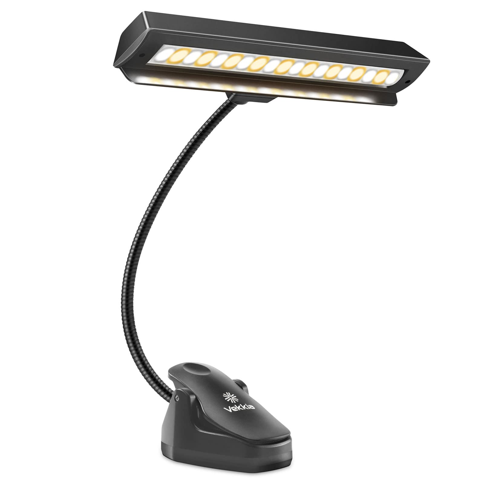 Vekkia Music Stand Light 19 Led Professional Musician Super Bright Clip On Piano Lights, 9 Levels Dimmable Rechargeable, Perfect