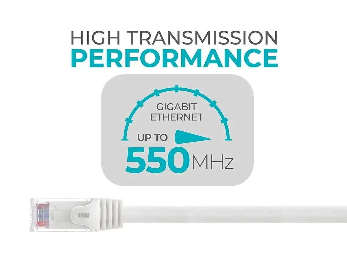 Monoprice Cat6 Ethernet Patch Cable   2 Feet   White (12 Pack) Snagless Rj45, Stranded, 550Mhz, Utp, Pure Bare Copper Wire, 24Aw
