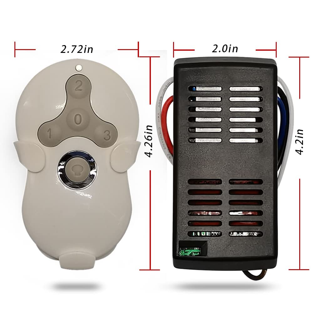 Corebay Universal Ceiling Fan Remote Control Kit With Receiver Replacement For Hunter Harbor Breeze Hampton Bay, 3 Speed Light D