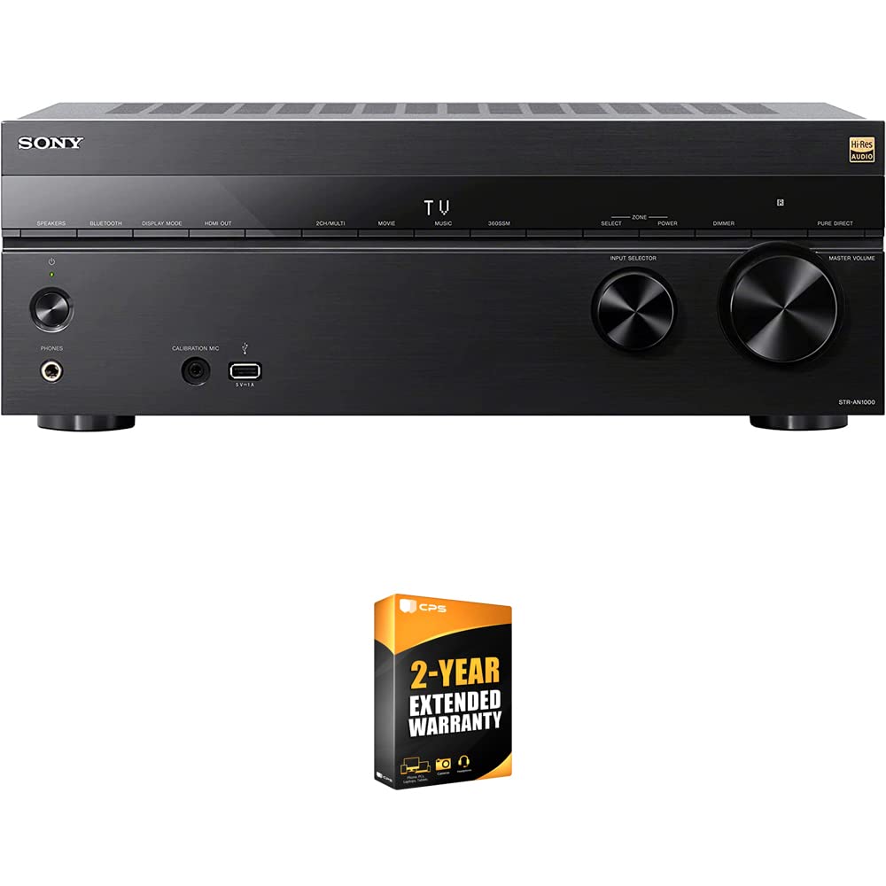 Sony STR-AN1000 7.2 Channel Home Theater 8K A/V Receiver Bundle with 26 Month CPS Extended Protection Pack