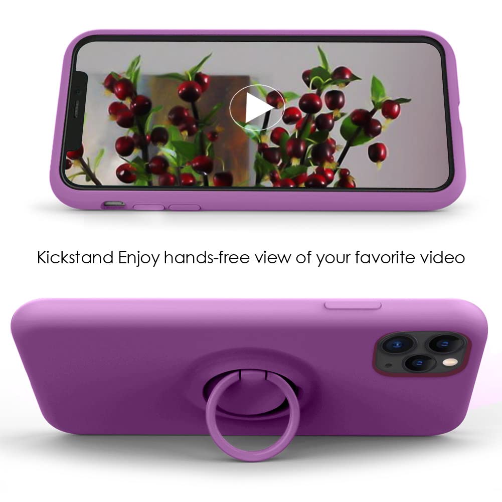 Mocca For Iphone 11 Pro Case With Ring Kickstand | Anti Scratch | Soft Microfiber Lining | Full Body Shockproof Protective Silic