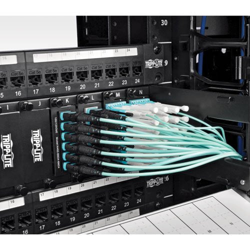 Tripp Lite Mtp / Mpo Patch Cable 12 Fiber,40Gbe, 40Gbase Sr4,Om3 Plenum Rated   Aqua, 10M (33 Ft.)(N844 10M 12 P)