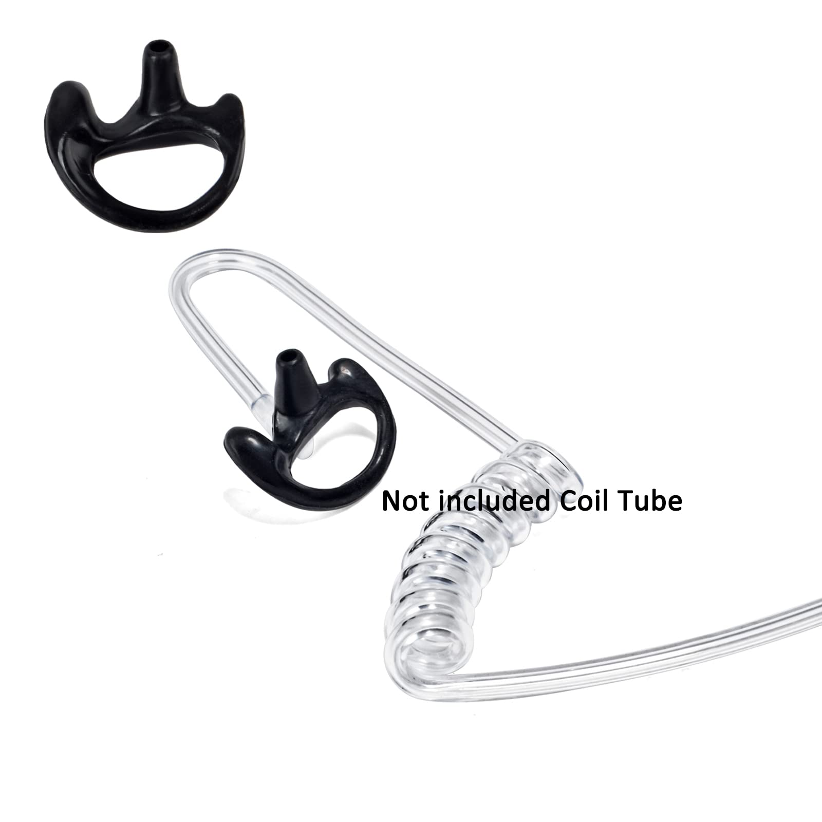 Hys Replacement Soft Flexible Open Ear Insert Ear Buds Medium Earmold Ear Pieces For Walkie Talkie Radio Transparent Air Acoustic Earpiece Headset, 2Pair Black Left And Right Earmold