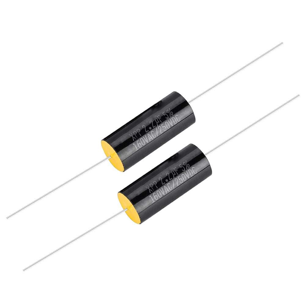 Zerone 2Pcs Capacitor Frequency Divider Capacitance Audio Speaker Capacitor With Pure Copper Wire Pins(2.2Uf)