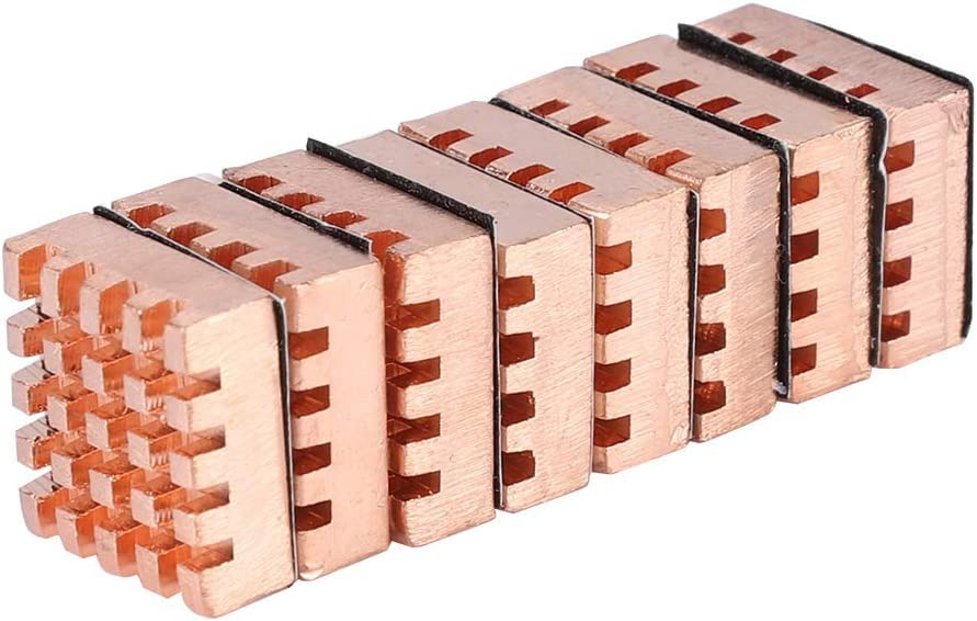 Easycargo 10Pcs 14Mm Vram Copper Heatsink + Thermal Conductive Adhesive Tape For Cooling Cooler Gpu Chips Vram Vga Ram Gpu (14Mmx12Mmx5Mm) (Copper 14Mm)