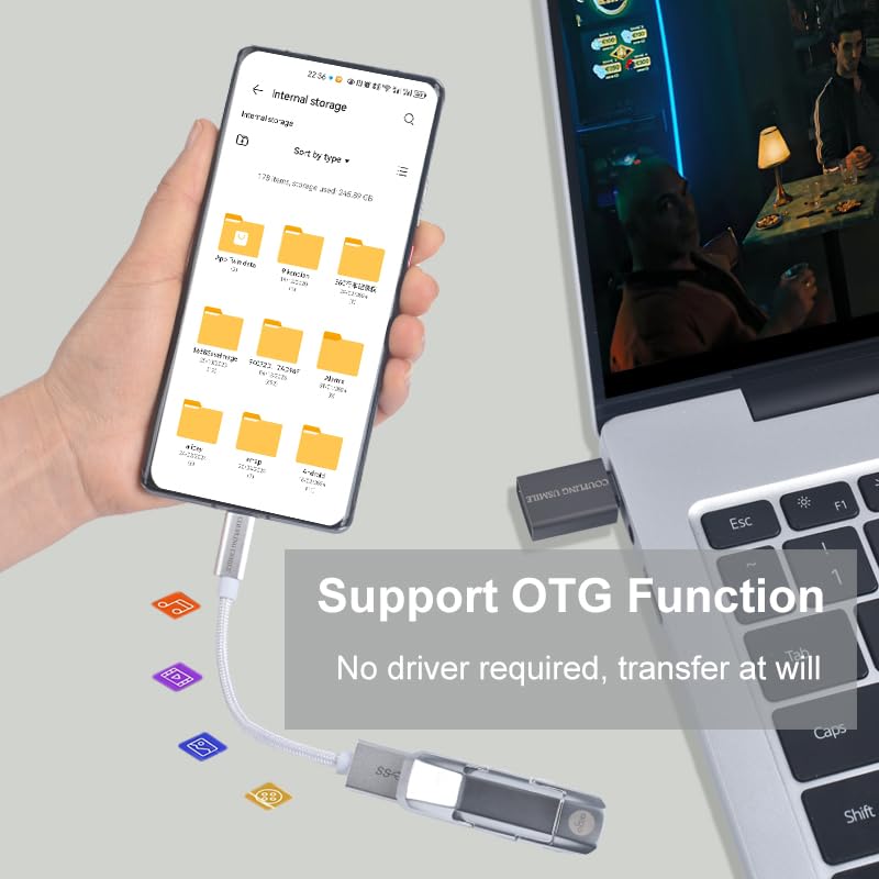 Coupling Usmile Usb C To Usb 3.2 Adapter [2Pcs Silver], Transfer Up To 10Gbps, Type C Male To Usb Female Otg Cable Thunderbolt3