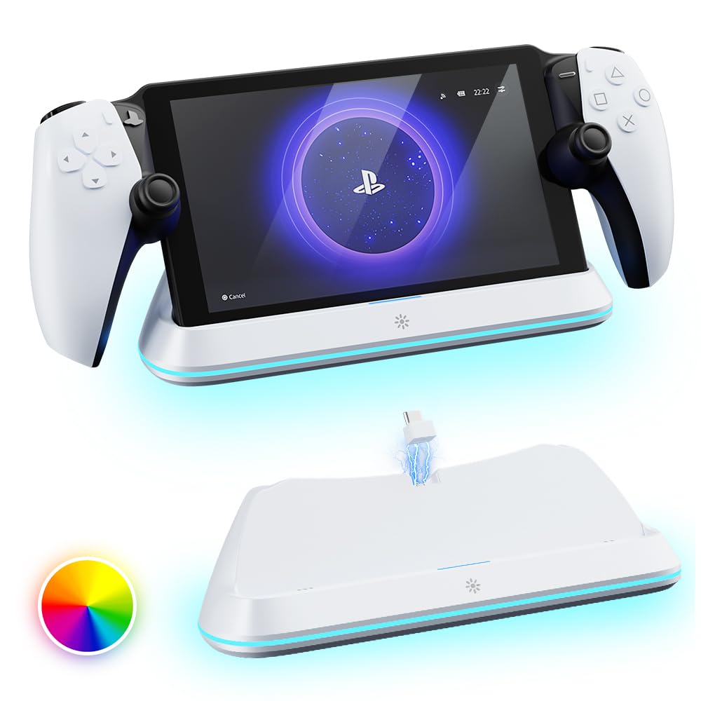 LANCUBE Charging Stand for PS Portal Remote Player, Charger Dock for PlayStation Portal,PS Portal Station with 7 RGB Light Modes