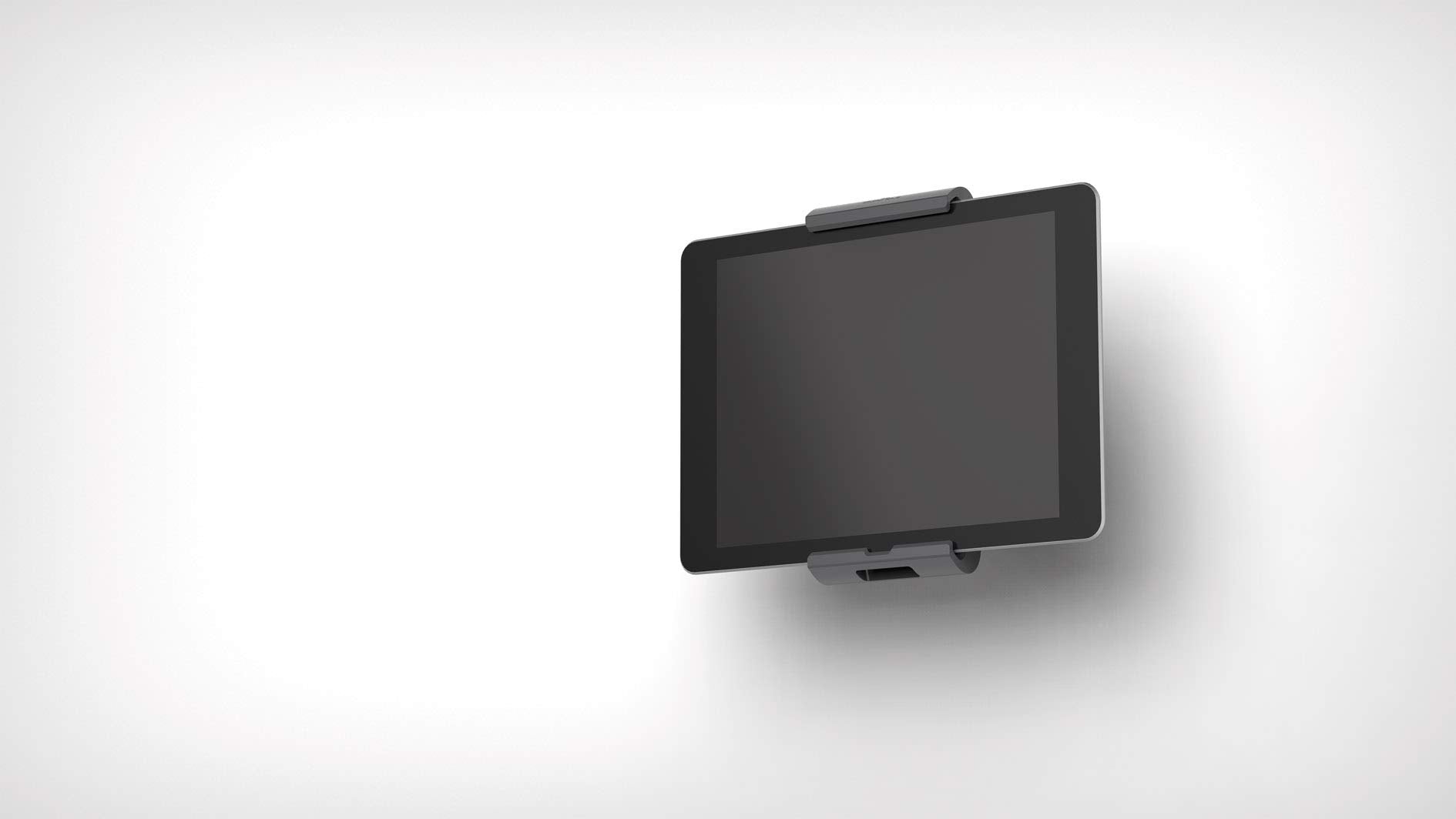 Durable Wall Mounted Tablet Holder, Silver/Charcoal Gray
