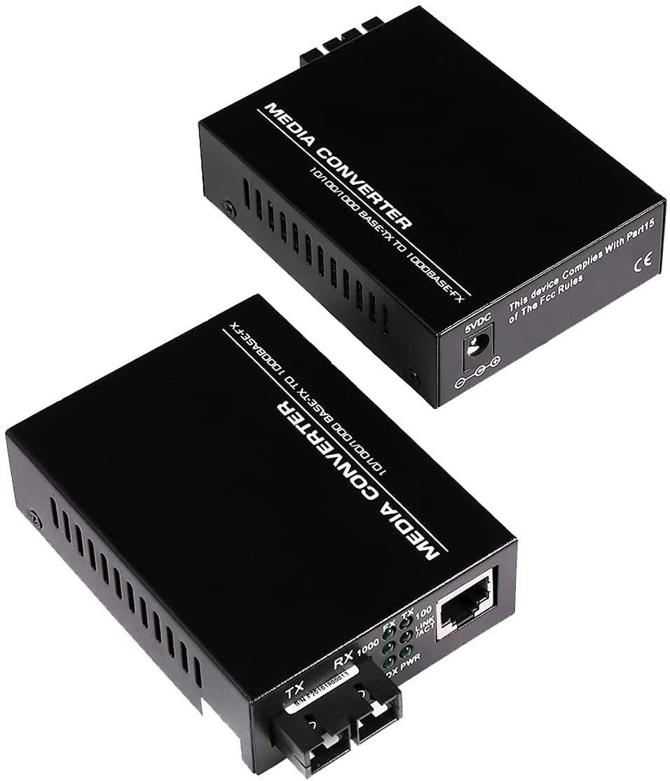 A Pair 2 Pack Multi Mode Dual Sc Fiber Gigabit Fast Ethernet Media Converter, Mini 1X 10/100/1000Base T Rj45 To 1000Base Sc Slot
