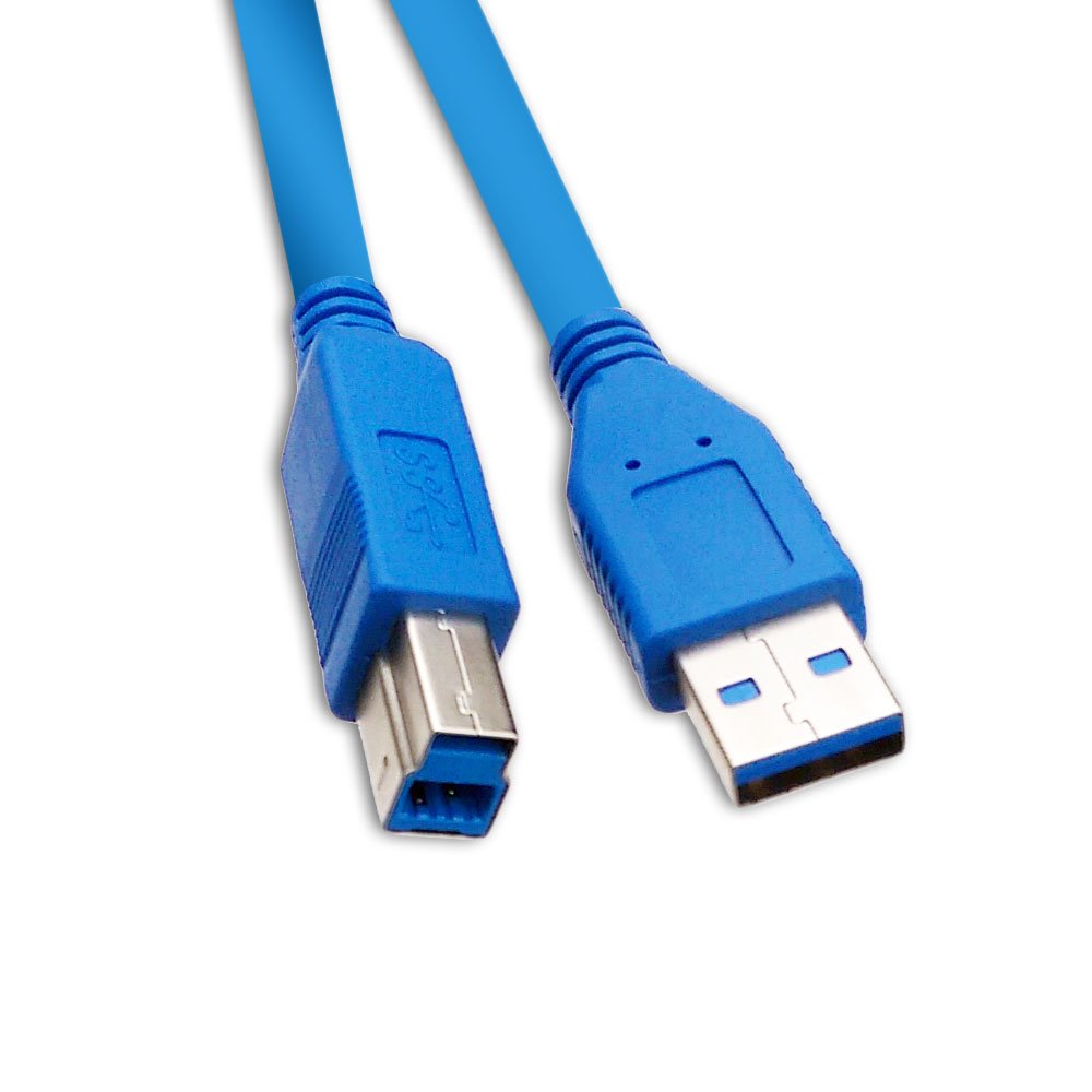 Cablewholesale 6 Feet Usb 3.0 Printer/Device Cable, Blue, Type A Male/Type B Male Plug, A Male To B Male Super Speed Usb Cable,