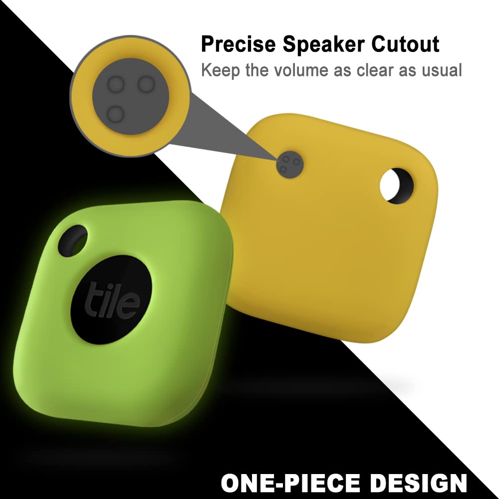 Geiomoo Silicone Case For Tile Mate 2022, Soft Scratch Resistant Cover With Carabiner (2 Pack Yellow+Fluorescent Green)