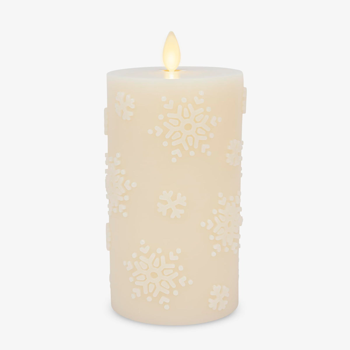 Luminara White Swan Snowflake Embossed Flameless Led Candle, 3.2'' X 6.5'', Moving Flame, Safe Timer Feature, Real Wax, Battery 