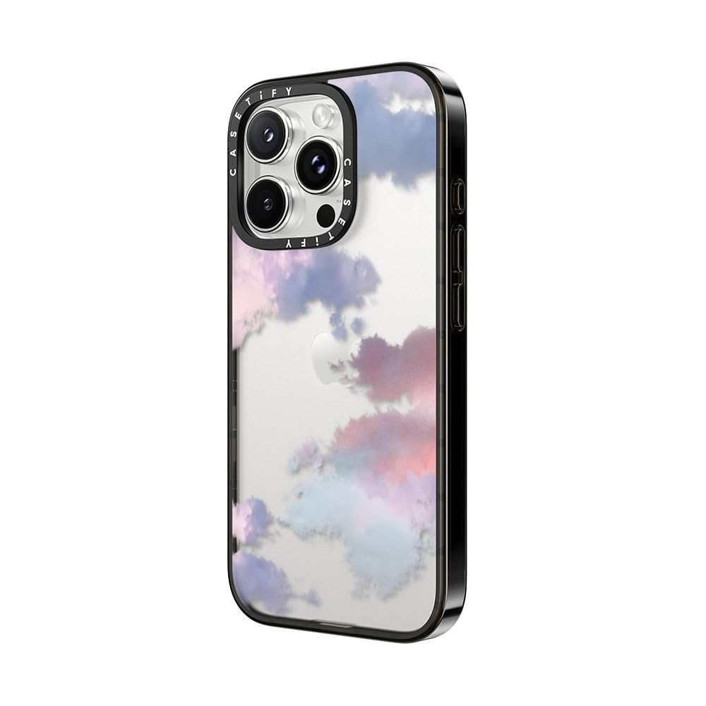 Casetify Compact Case For Iphone 16 Pro [Lightweight / 4 Ft. 2X Military Grade Drop Protection/Slim]   Clouds   Clear Black