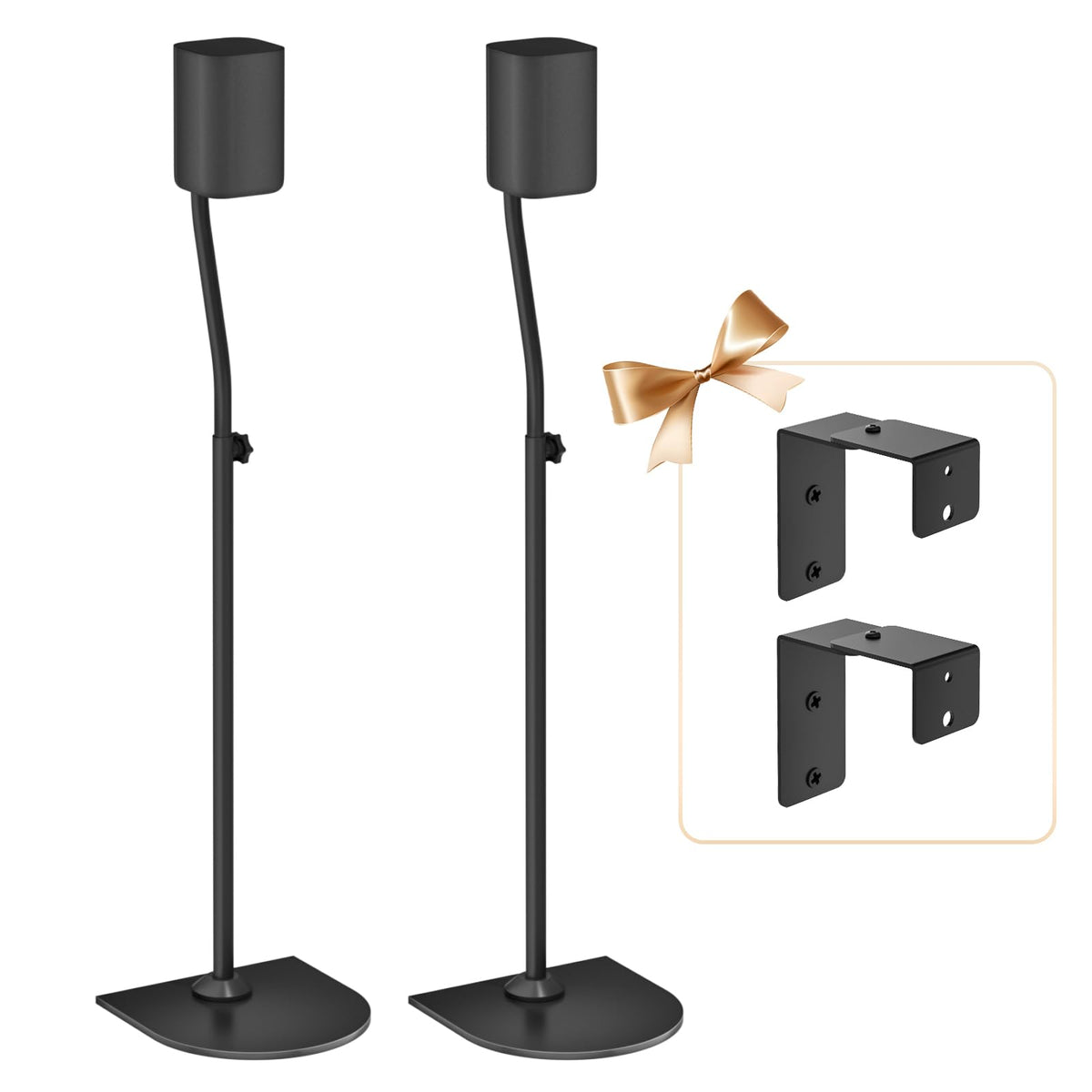 Universal Speaker Stands Pair Of Height Extend 33'' To 42'' Adjustable Speaker Stands For Samsung, Vizio, Sony, Lg, Roku And Mor
